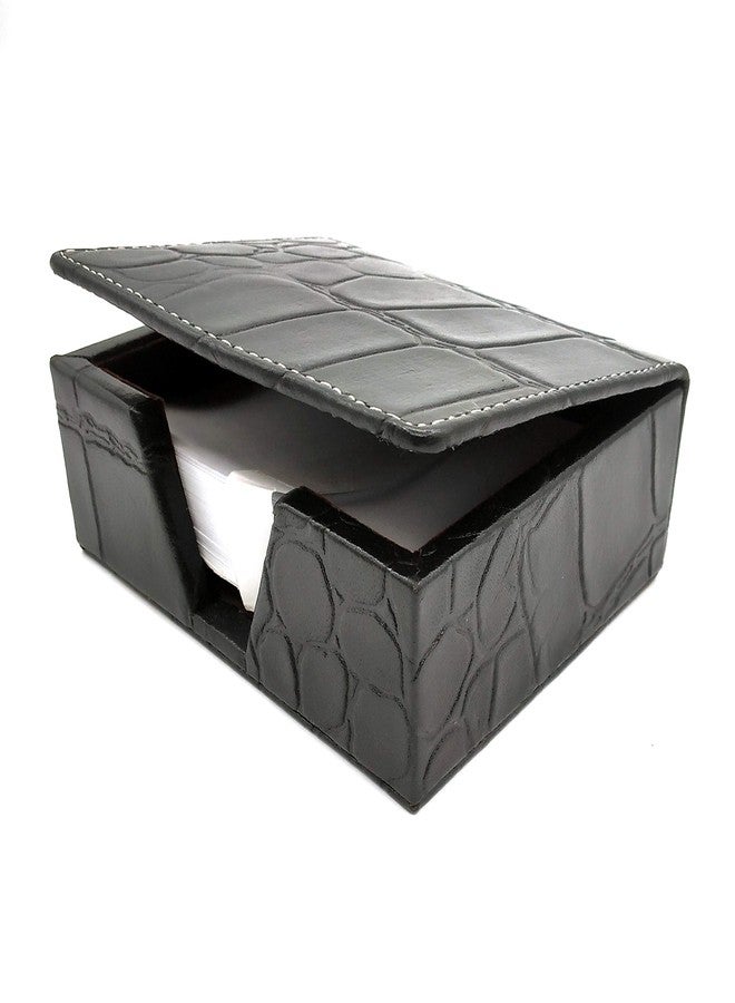 Luxxora Genuine Textured Leather Memo Pad Holder with Paper - Elegant Notepad Holder for Office & Home | Professional Desk Notepad with Genuine Textured Leather Note Pad Cover | Color - Black - Image 4